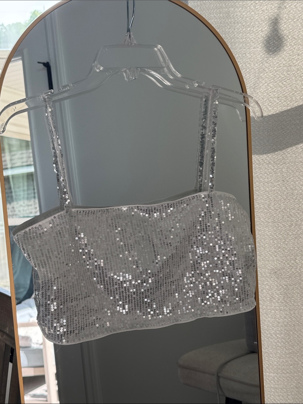 Sequined White Crop Tank Top - Sparkling White & Silver Women's Summer Top - Picture 3 of 4